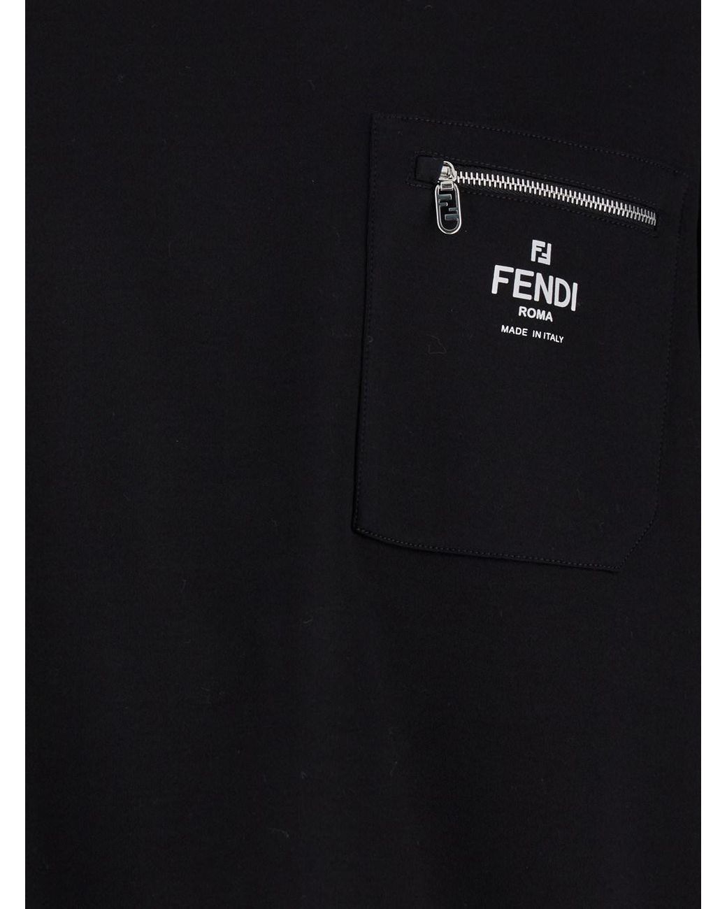 Fendi Black Crewneck T-Shirt With Logo Print On The Front for men