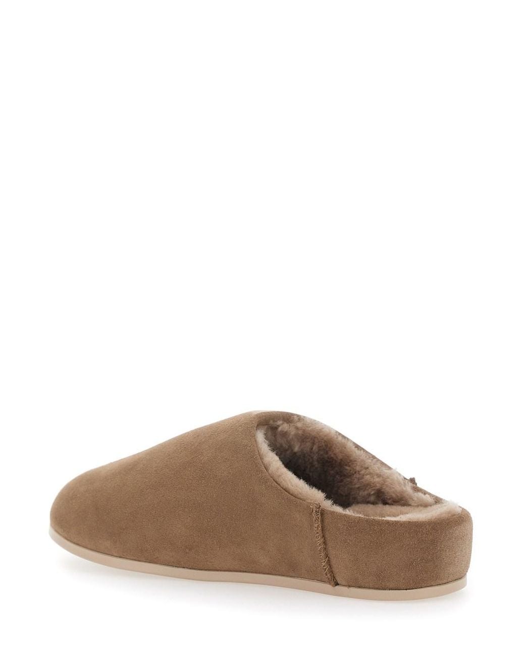 Ugg Brown 'Elea' Mule With Side Logo And Faux-Fur Lining