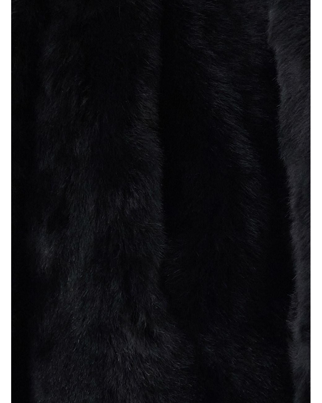 Nour Hammour Black 'Grace' Shearling Coat With Belt Closure