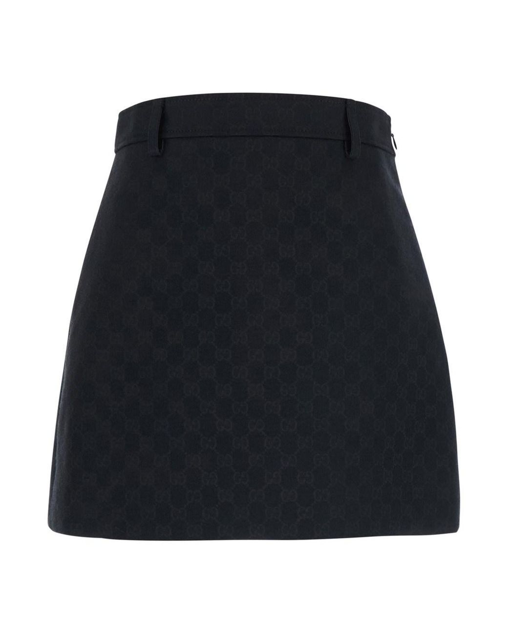 Gucci Black Miniskirt Gg Cotton Blend Skirt