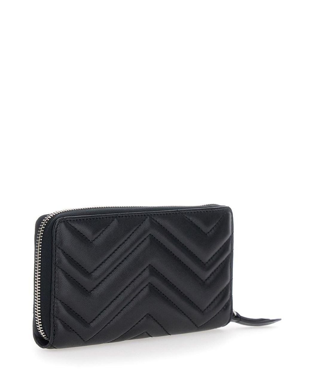 Gucci Black Wallet With Gg Motif On The Front And Zip Closure