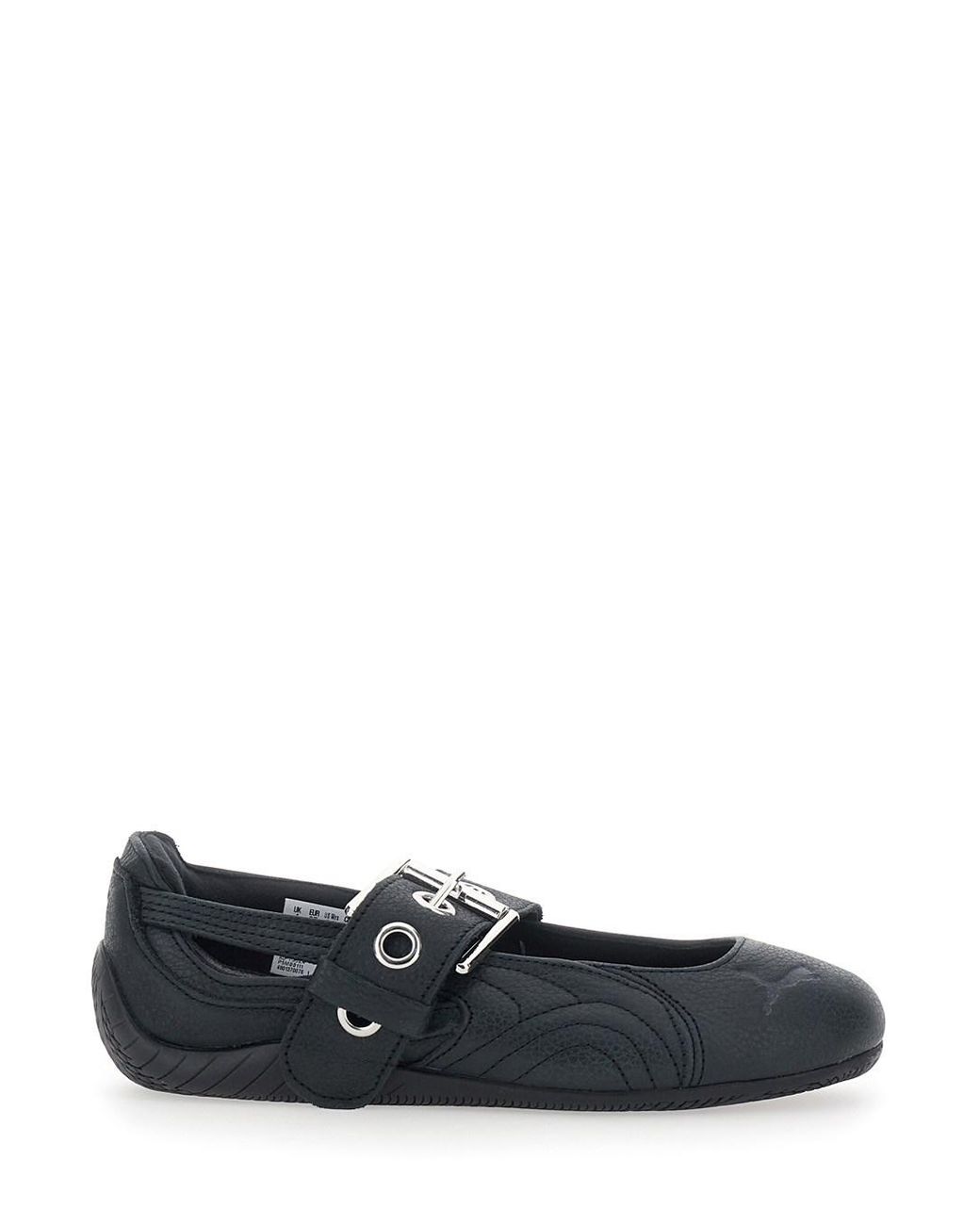 PUMA White 'Speedcat' Ballet Flats With Buckle Strap And Logo On The F