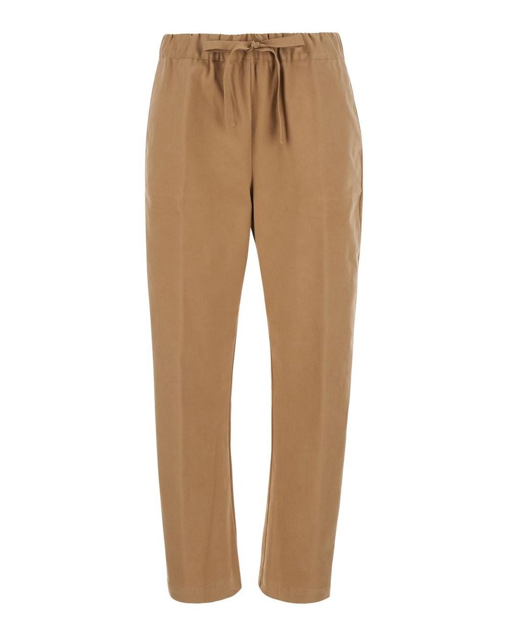 Semicouture Natural 'Buddy' Pants With Elastic Drawstring Waist