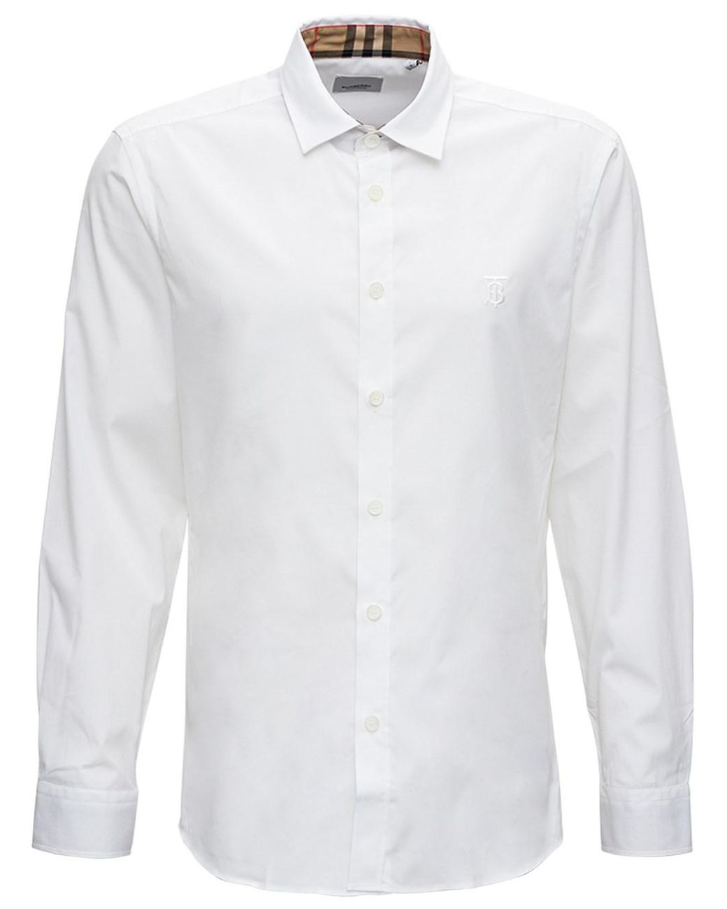 Burberry Man's Cotton Poplin Shirt With Logo in White for Men | Lyst UK