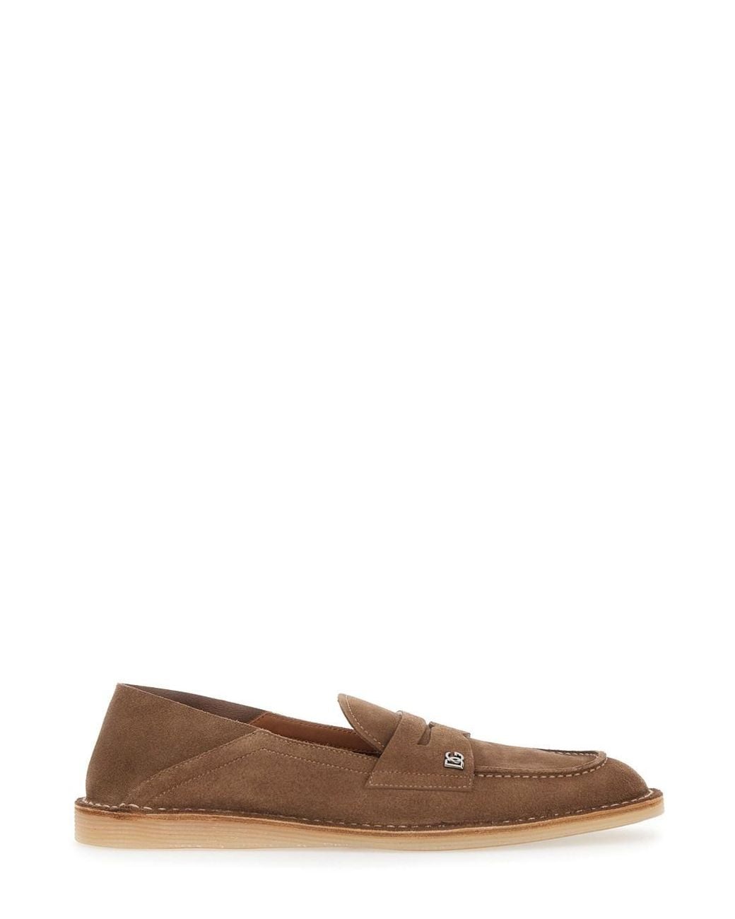 Dolce & Gabbana Brown 'Florio' Loafers With Dg Logo Detail On The Side for men