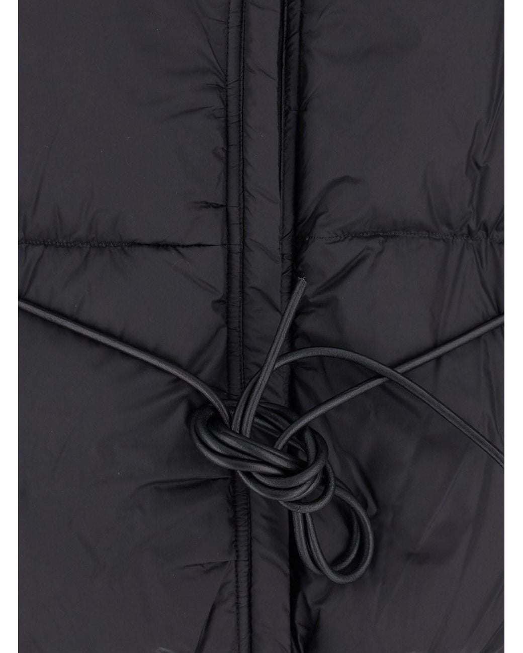 Rick Owens Black Down Jacket With Drawstring Waist And High Neck