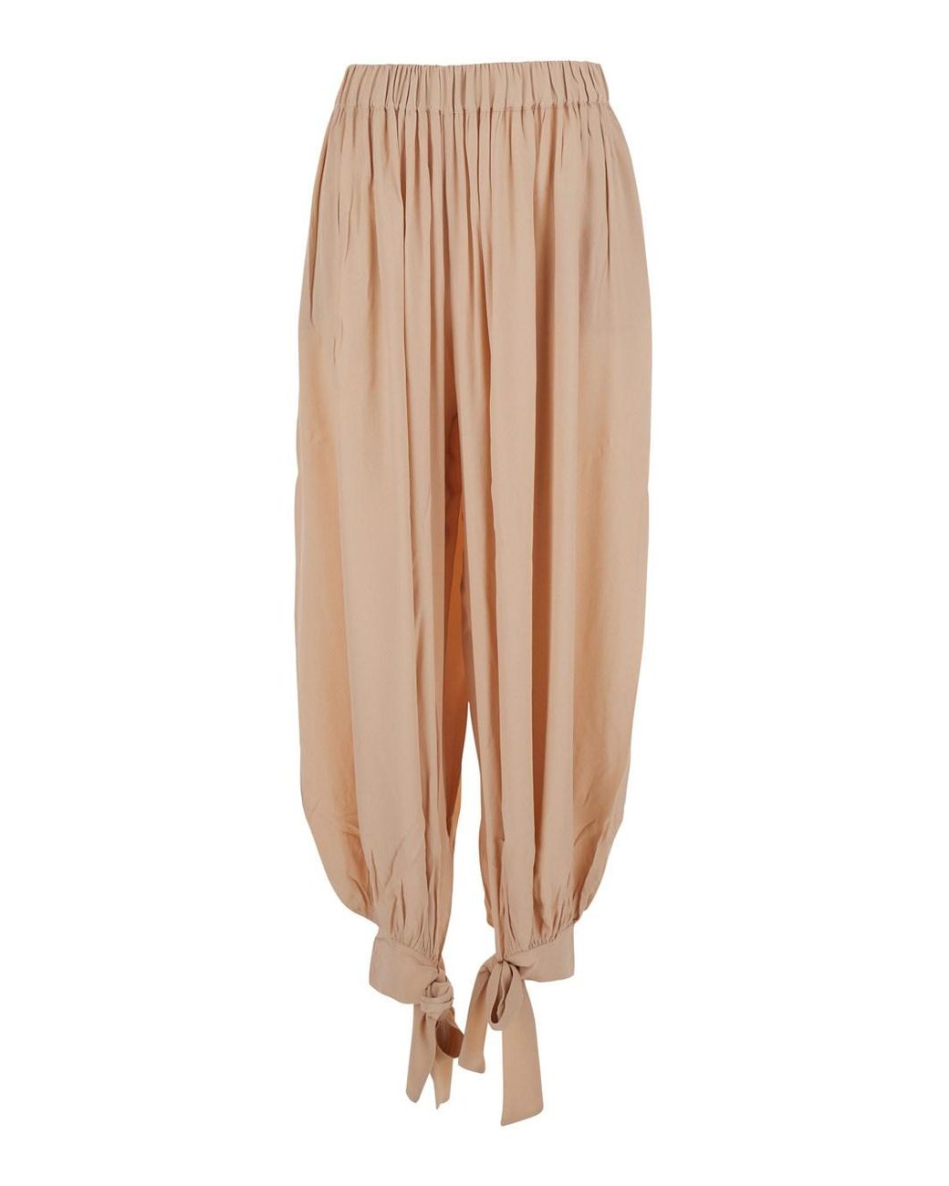 ANDAMANE Natural Pants With Elastic Waist And Knots