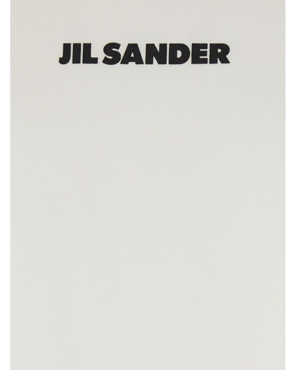Jil Sander White Crewneck T-Shirt With Logo Lettering On The Front for men