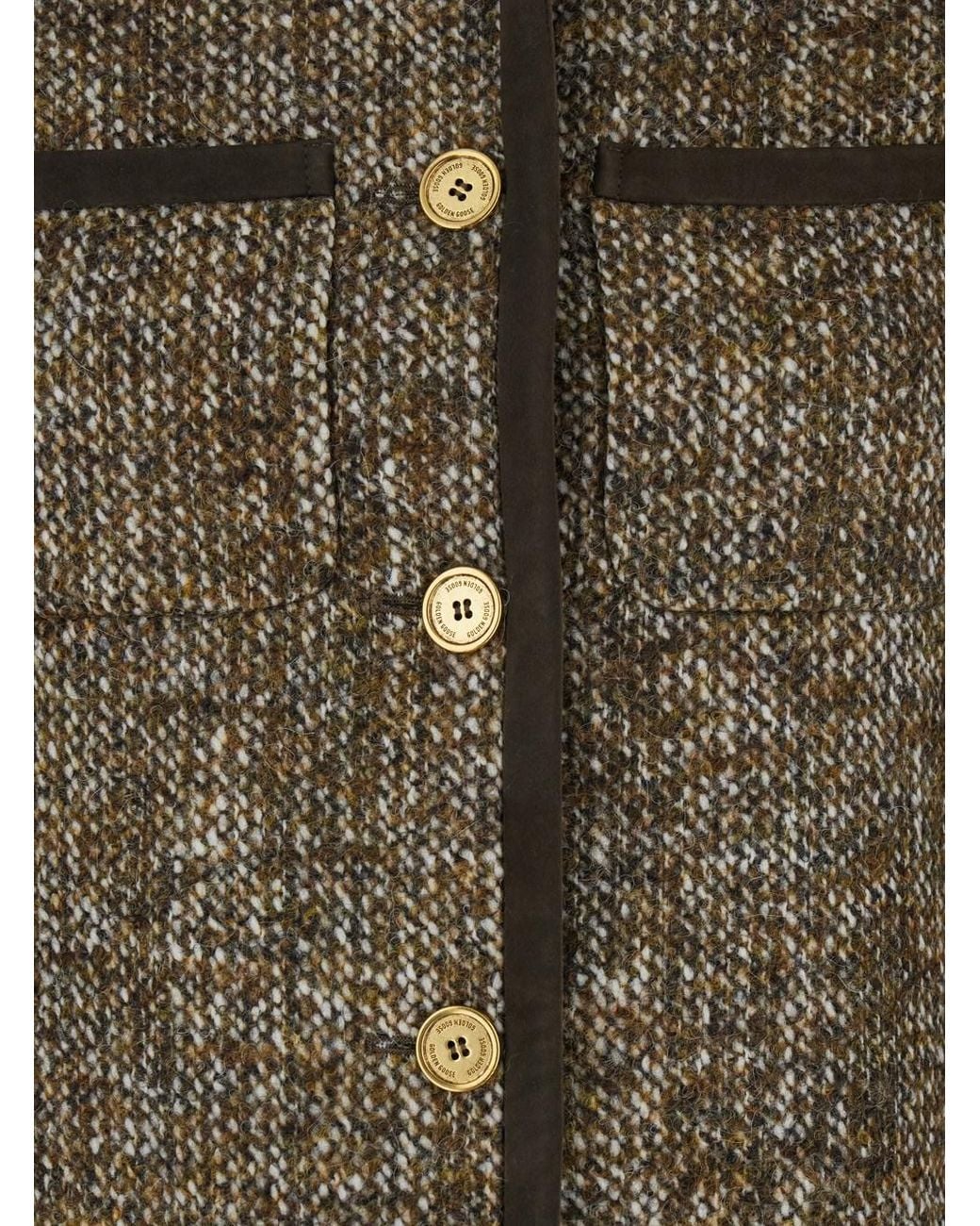 Golden Goose Deluxe Brand Green Crew Neck Jacket With Front Patch Pockets