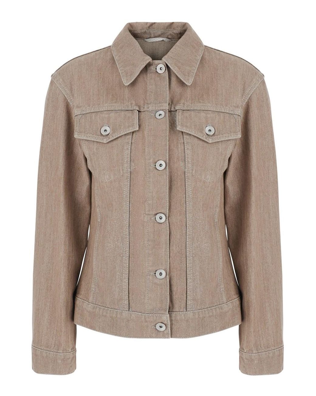 Brunello Cucinelli Brown Jacket With Classic Collar And Two Flap Pockets On The Front
