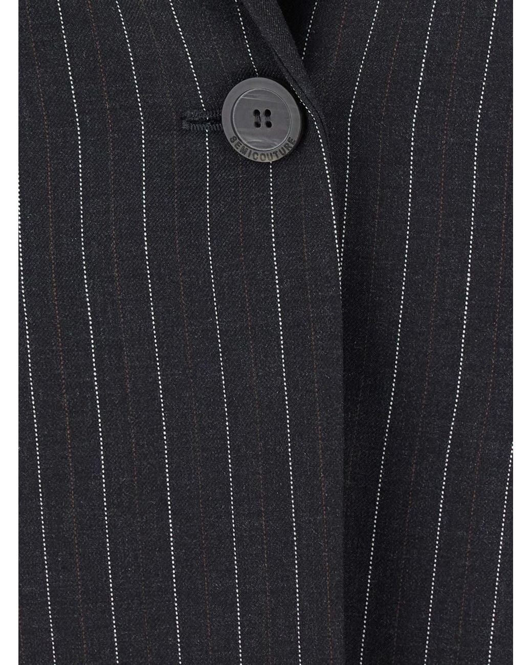 Semicouture Black 'Carmen' Jacket With Notched Revers And Motif