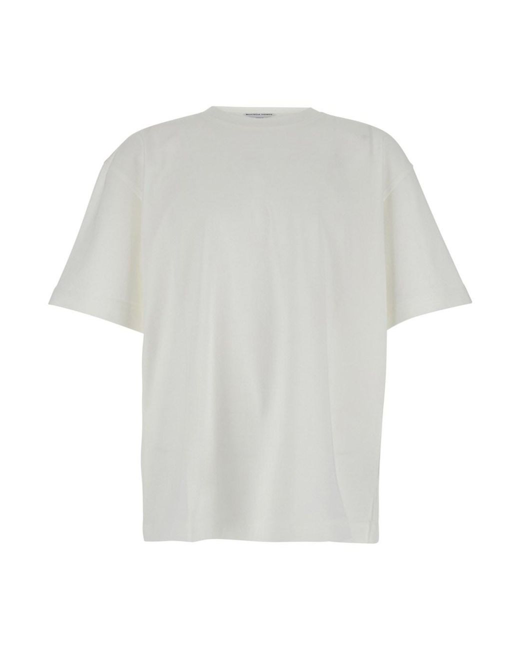 Bottega Veneta White Crew Neck T-Shirt With Embroidery On The Front for men