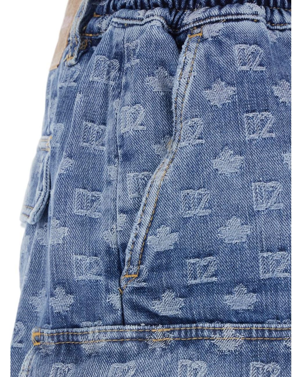Bermuda A Cinque Con Logo Monogram All-Over E Due Tasche Car di DSquared² in Blue da Uomo