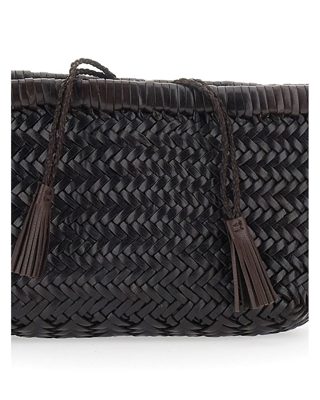 Dragon Diffusion Black 'Minsu' Crossbody Bag With Strap And Woven Moti