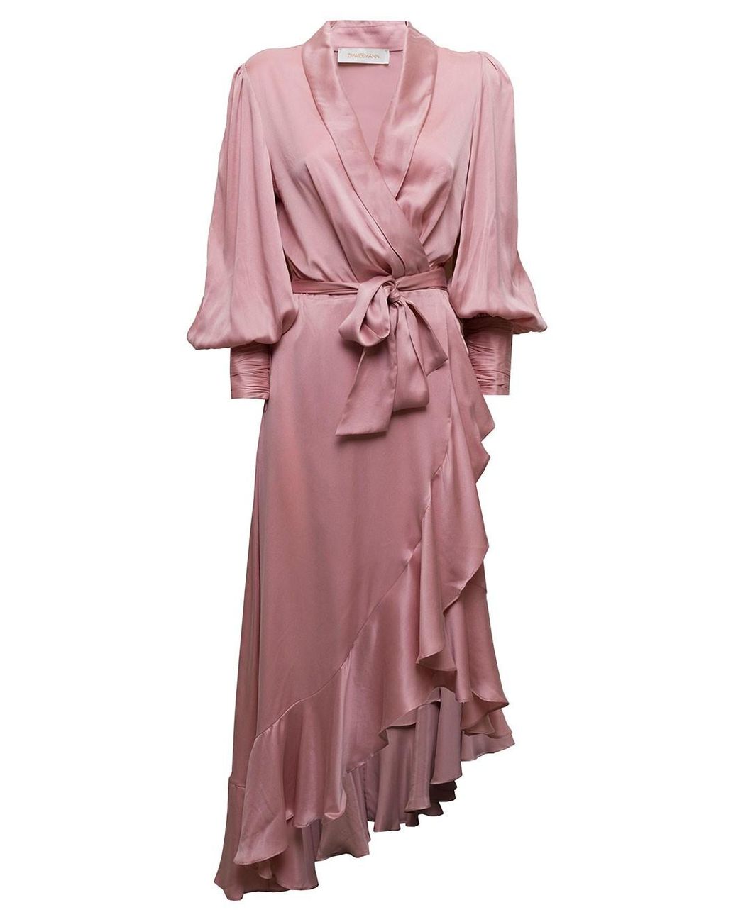 Zimmermann Zimmerman Woman's Silk Wrap Asymmetrical Dress in Pink | Lyst