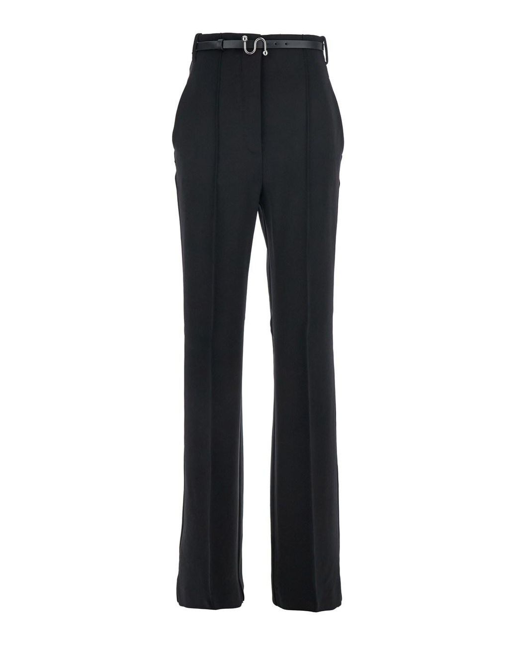 Sportmax Blue Pants With Belt And Metallic Buckle Viscose Trousers