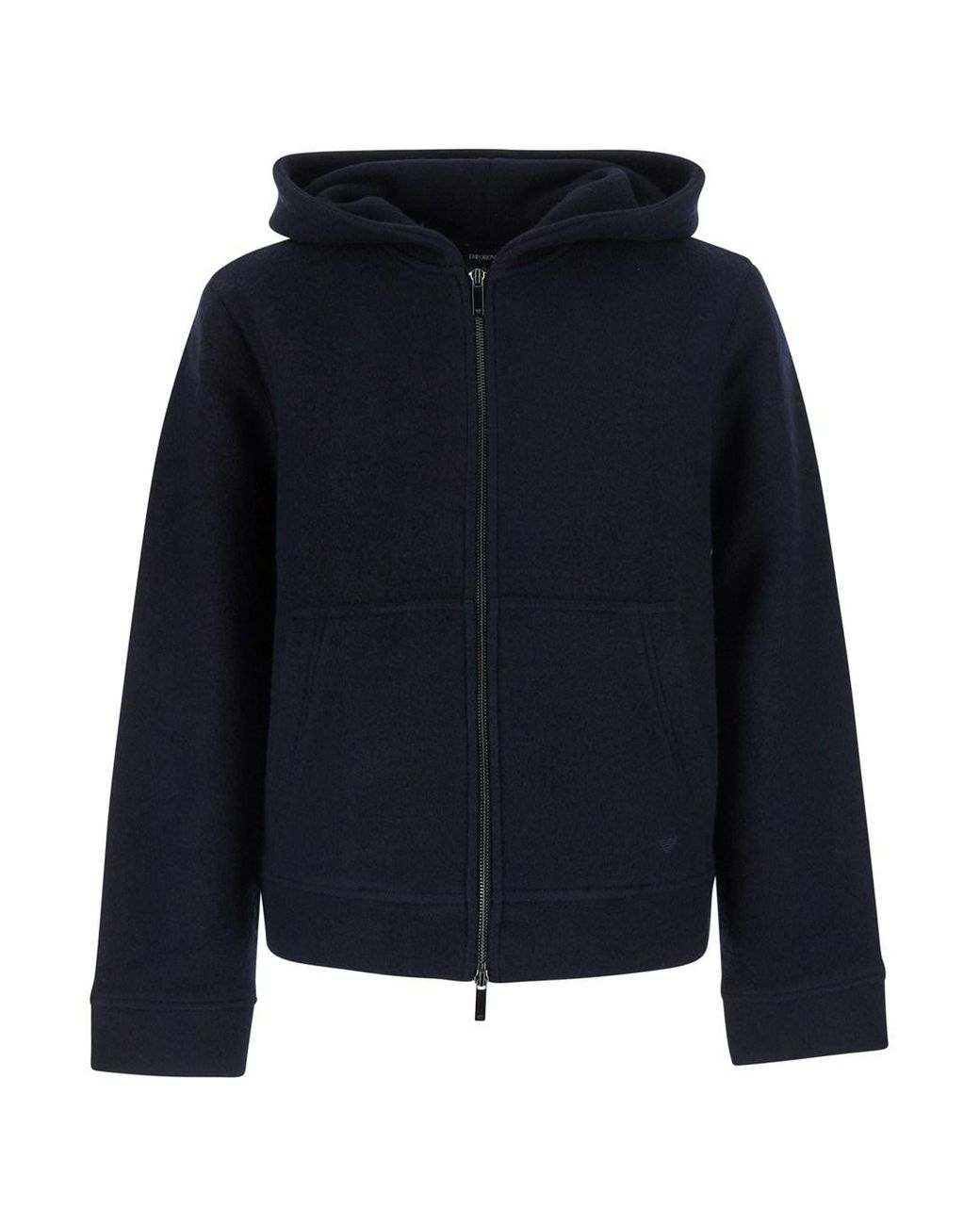 Emporio Armani Blue Jacket With Fixed Hood And Zip On The Front for men
