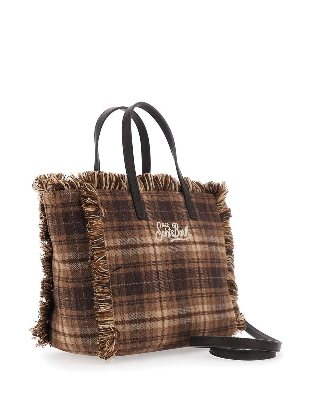 Mc2 Saint Barth Brown Shoulder Bag Colette Wool N Characterized By A Tartan