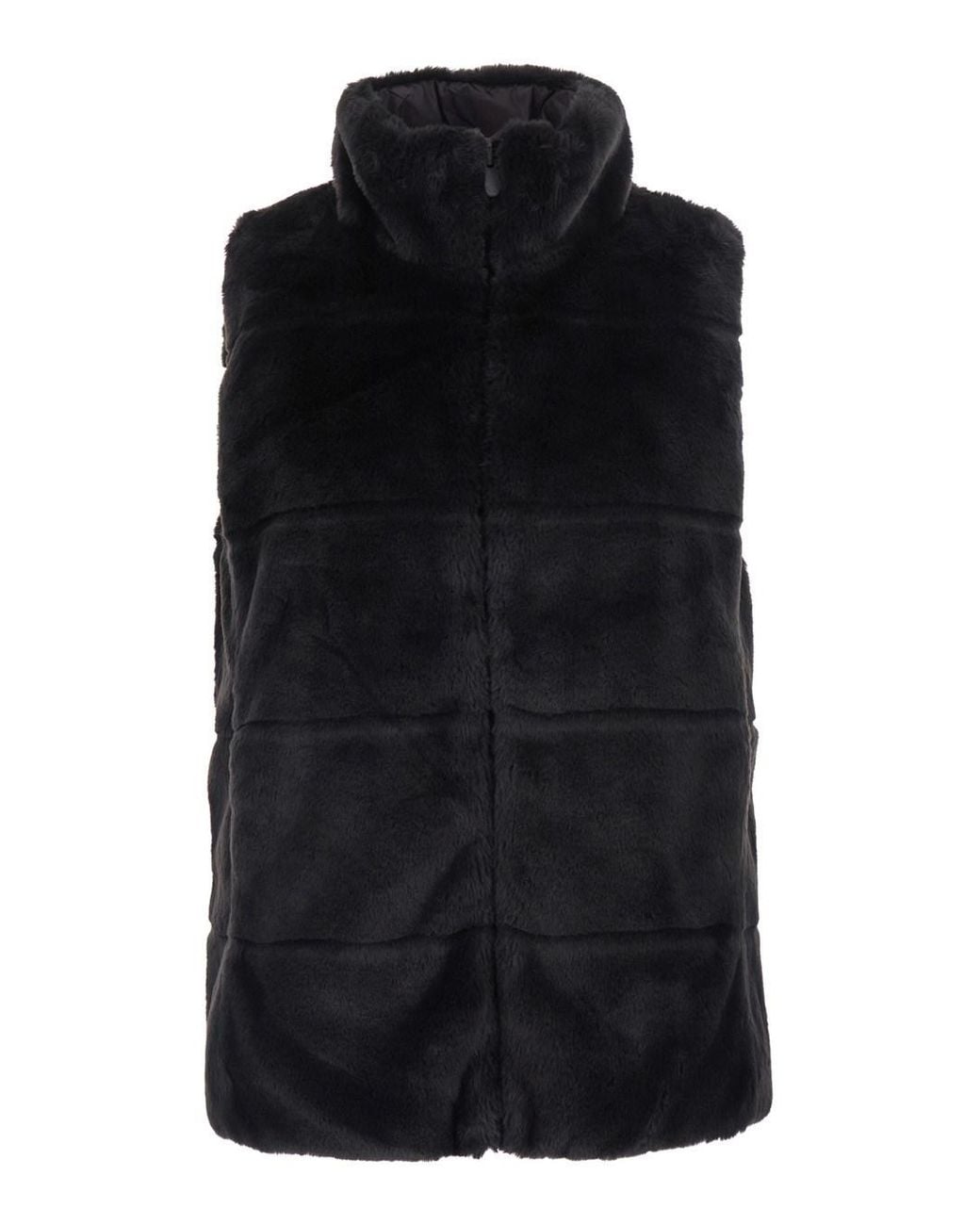 Save The Duck Black Vest Nives Fury Reversible With High Collar And Pockets