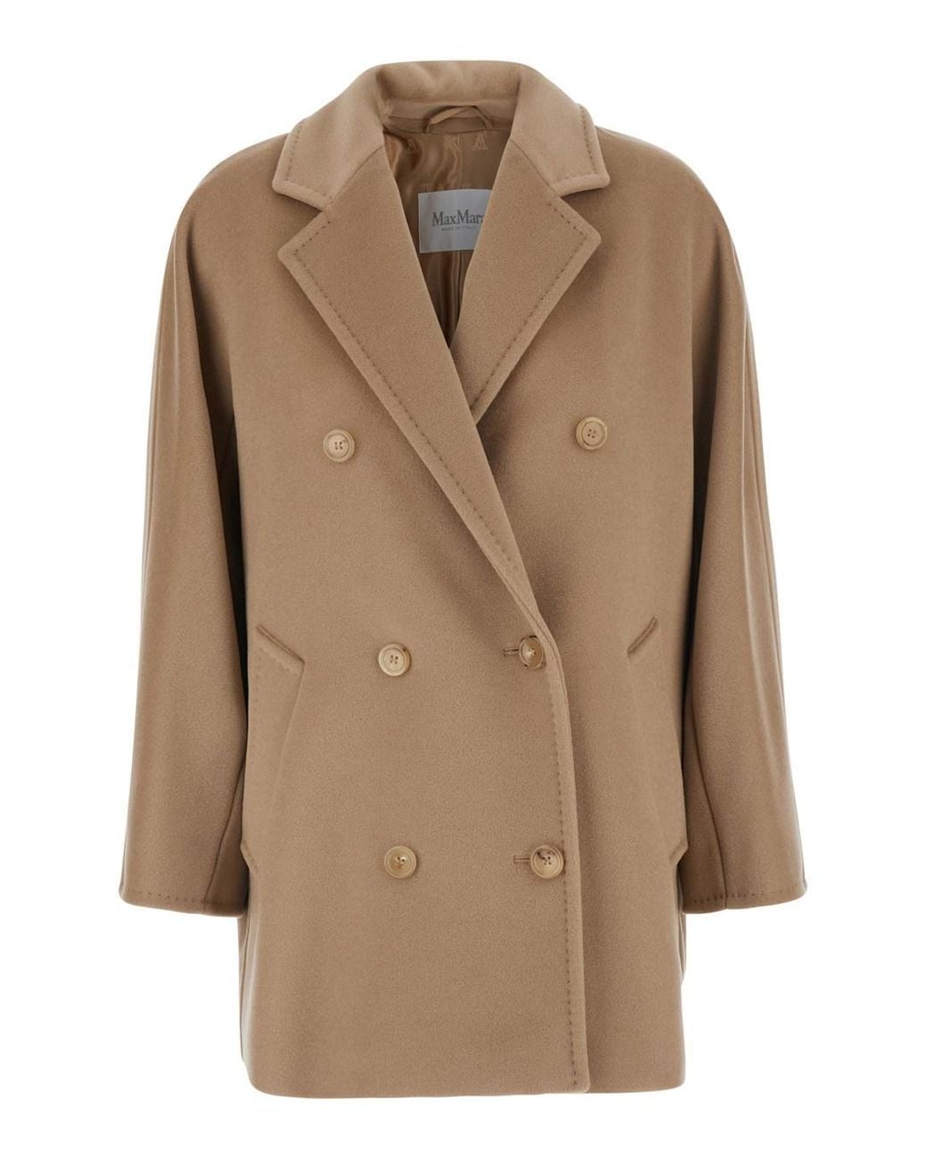 Max Mara Natural Coat Rebus Double-Breasted Wool
