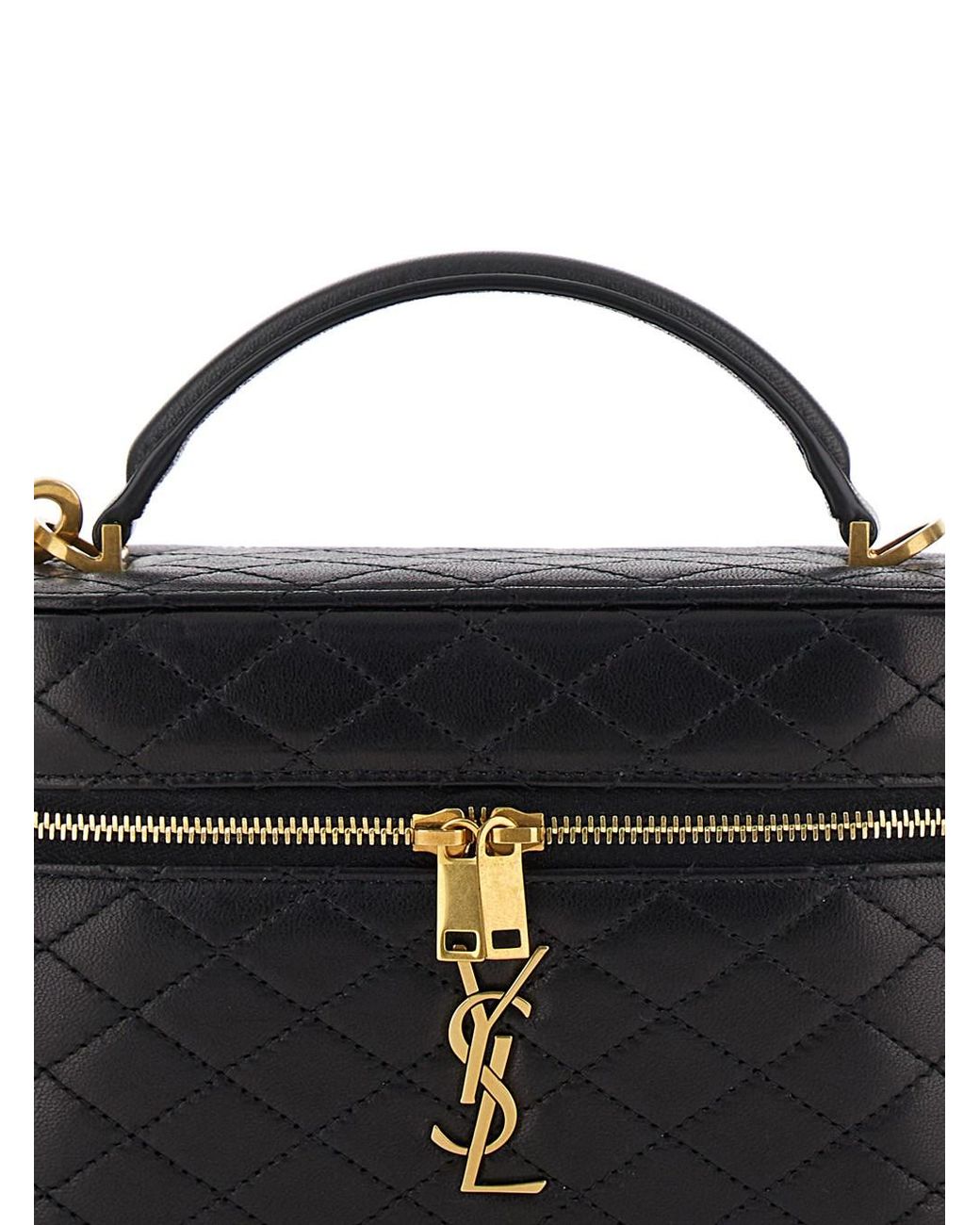 Saint Laurent Black 'Gaby' Vanity Bag With Cassandre