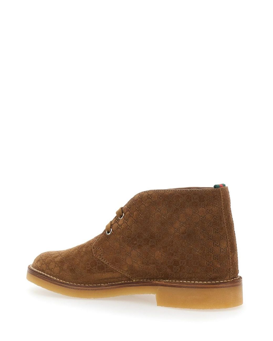 Gucci Brown Ankle Boots With Web Detail Calf for men