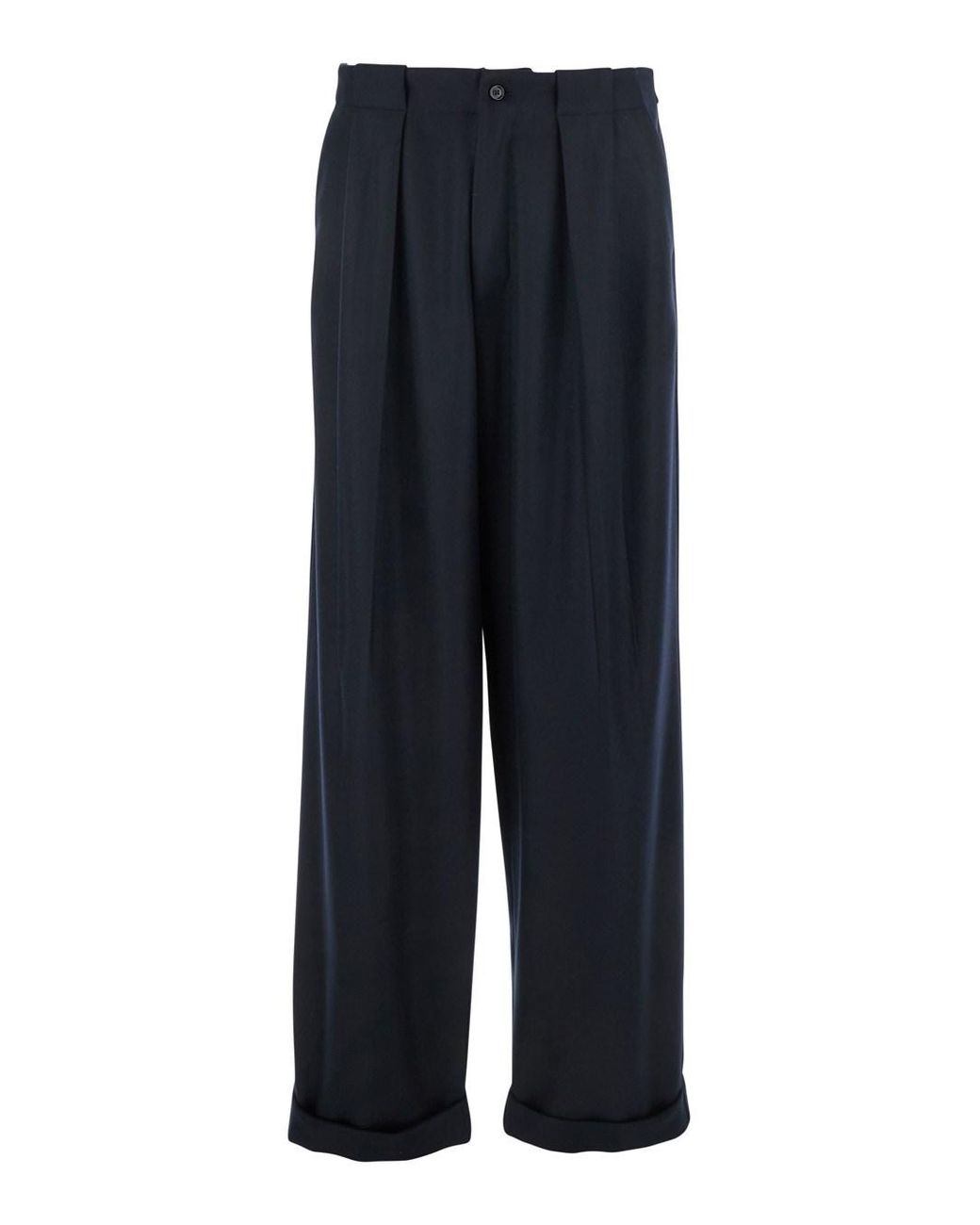Dolce & Gabbana Blue Pants With Belt Loops And Cuffed Hem for men