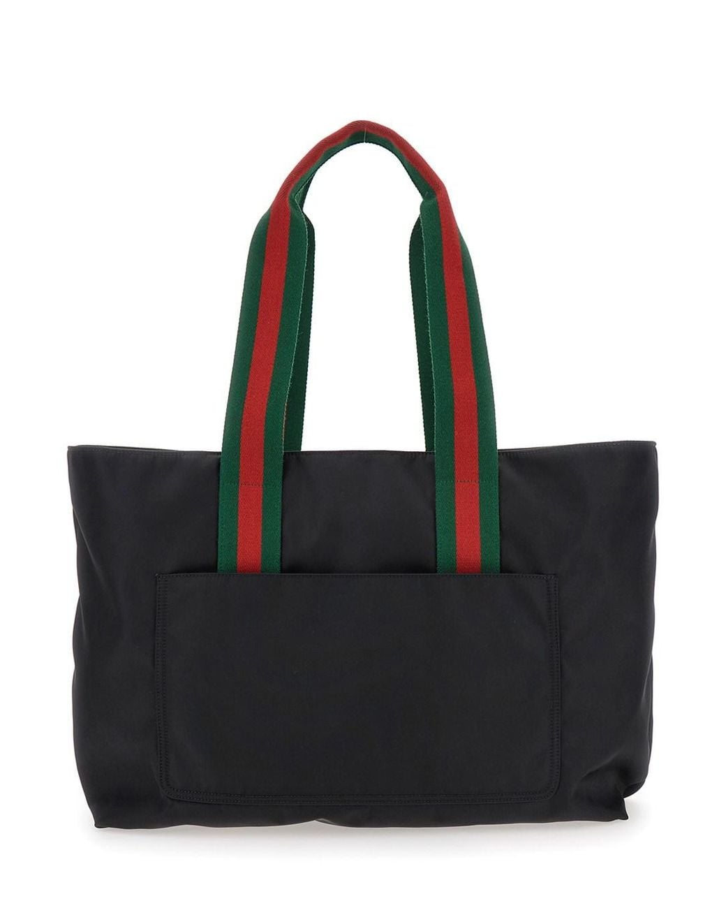 Gucci Black Tote Bag With Web Handles And Logo Lettering On The Front for men