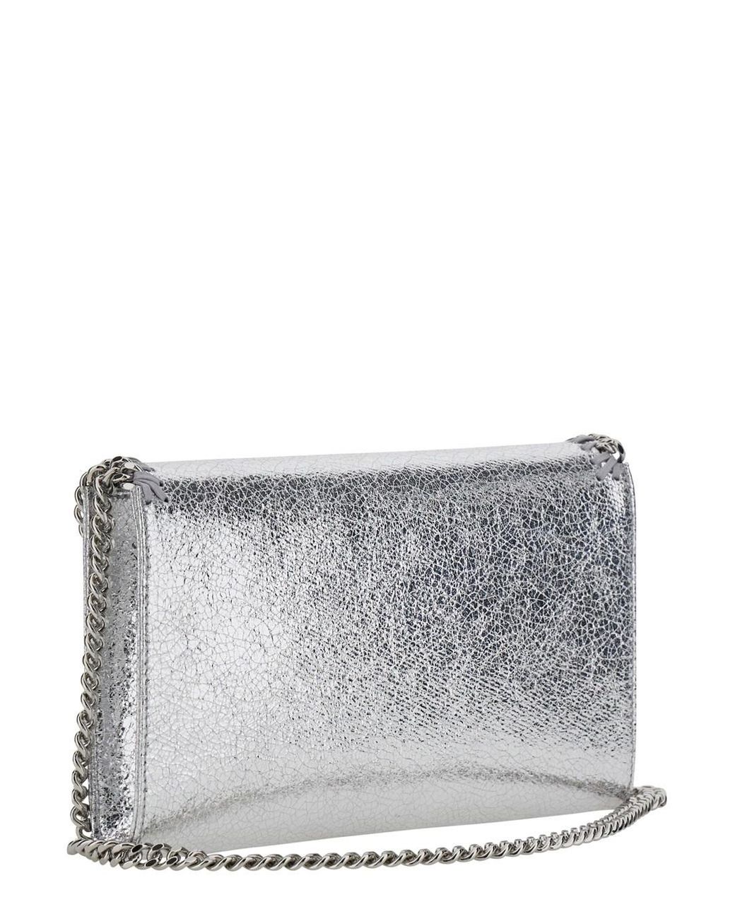 Stella McCartney Gray 'Falabella' Metallic Crossbody Bag With Chain Strap And Metallic Effect