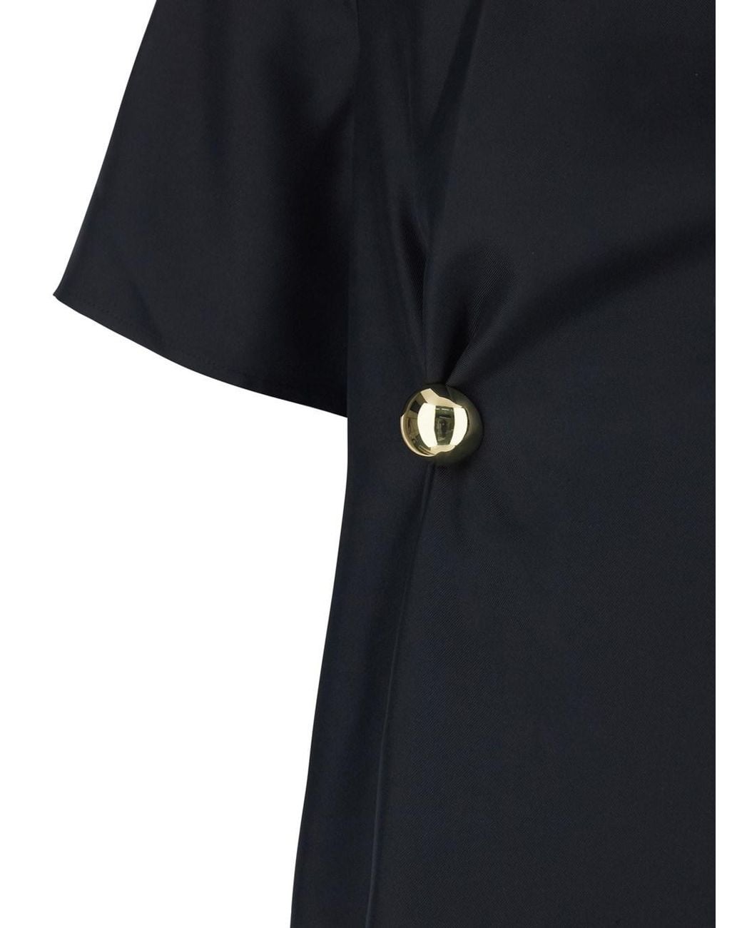 Loulou de Saison Blue 'Madea' Crew Neck Top With Draping And Asymmetr