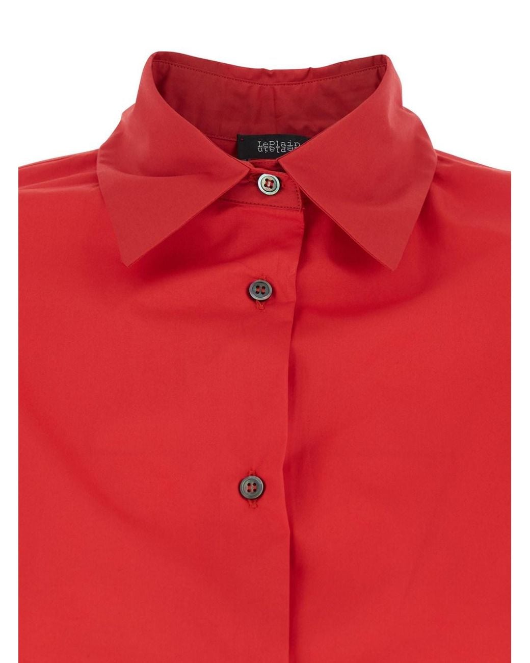 Le Plain Red Shirt 'Popeline Shirt' With Classic Collar And Long Sleeves In