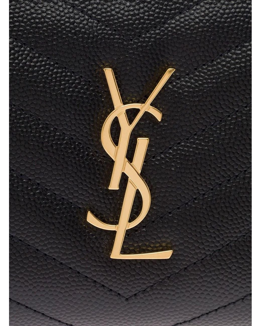 Saint Laurent Black Wallet With Cassandre Plate, Leather Calf