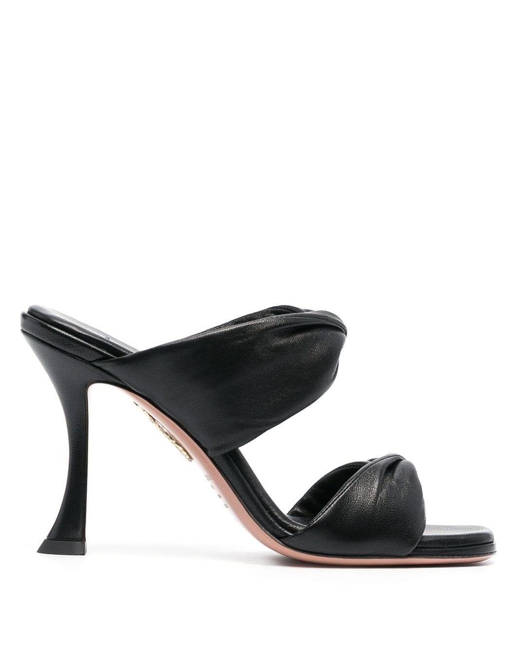 Aquazzura Twist Black Leather Sandals - Lyst