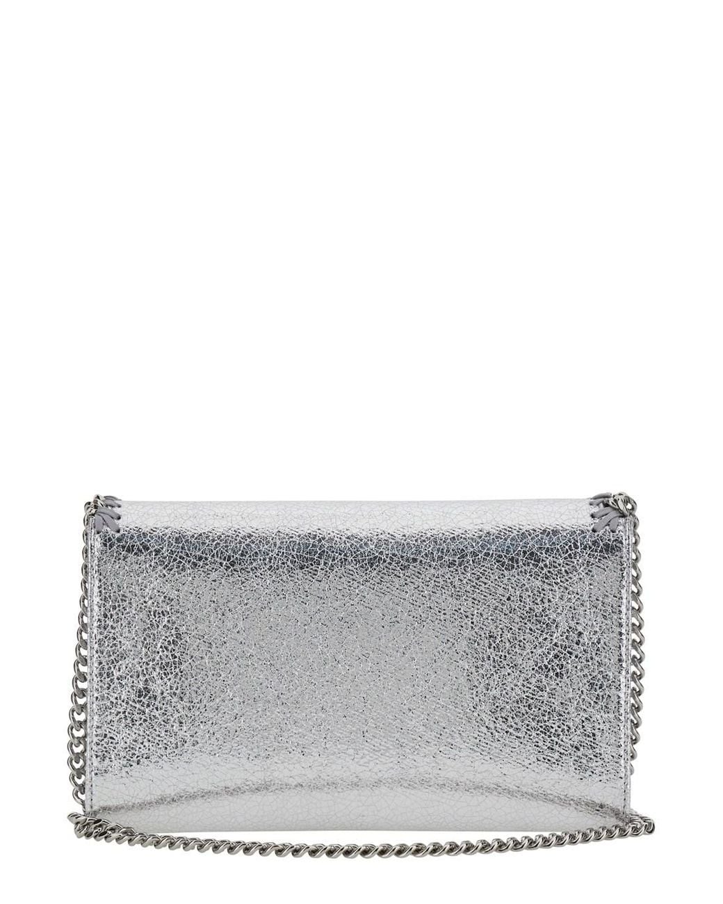 Stella McCartney Gray 'Falabella' Metallic Crossbody Bag With Chain Strap And Metallic Effect