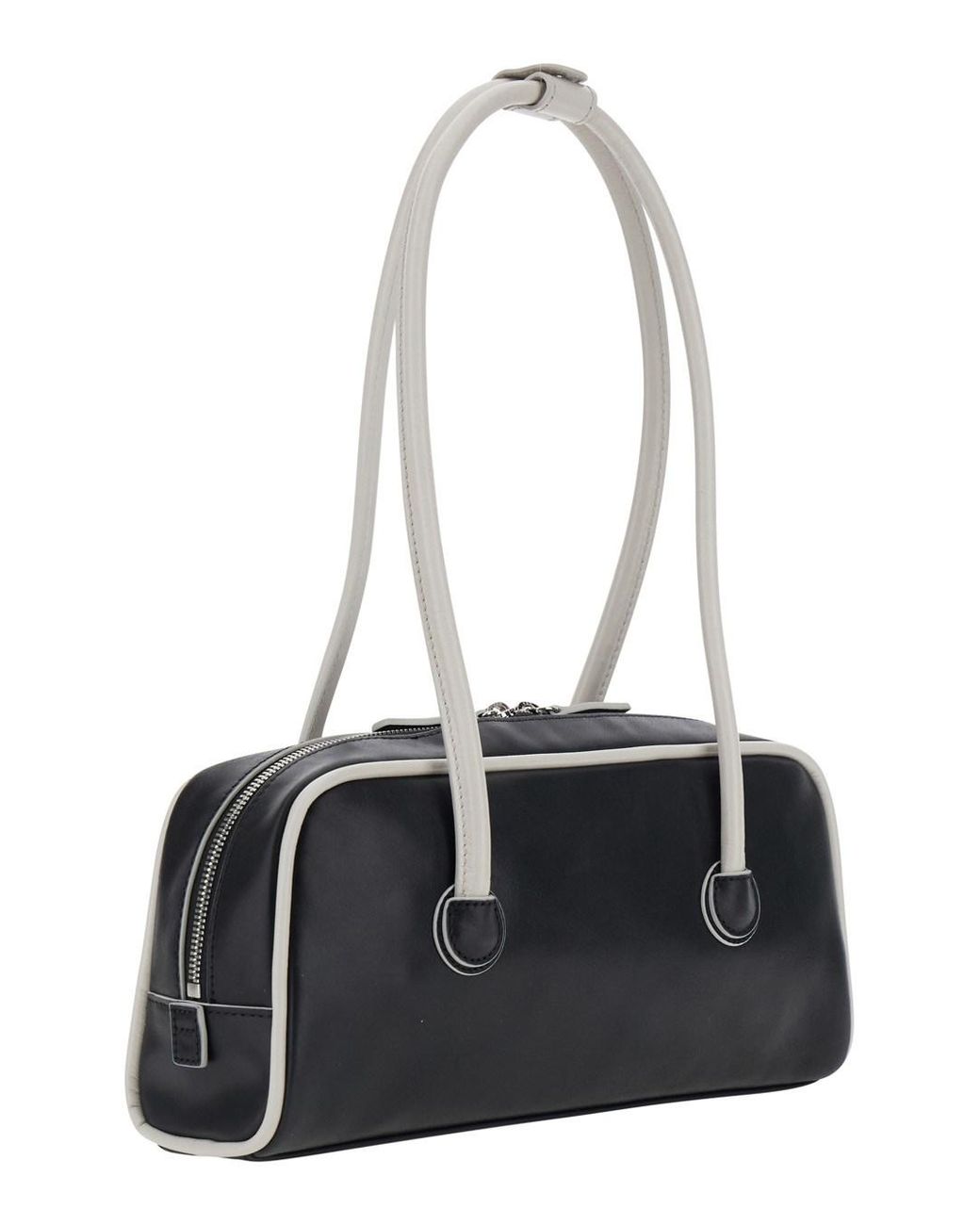 MARGE SHERWOOD White 'Baguette' Shoulder Bag With Logo Lettering On The