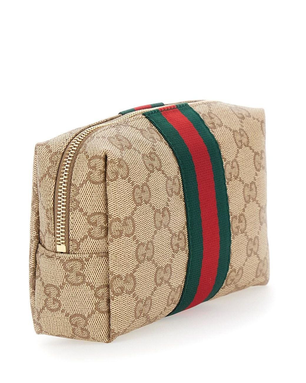 Gucci Natural Clutch With Web And Top Zip Closure