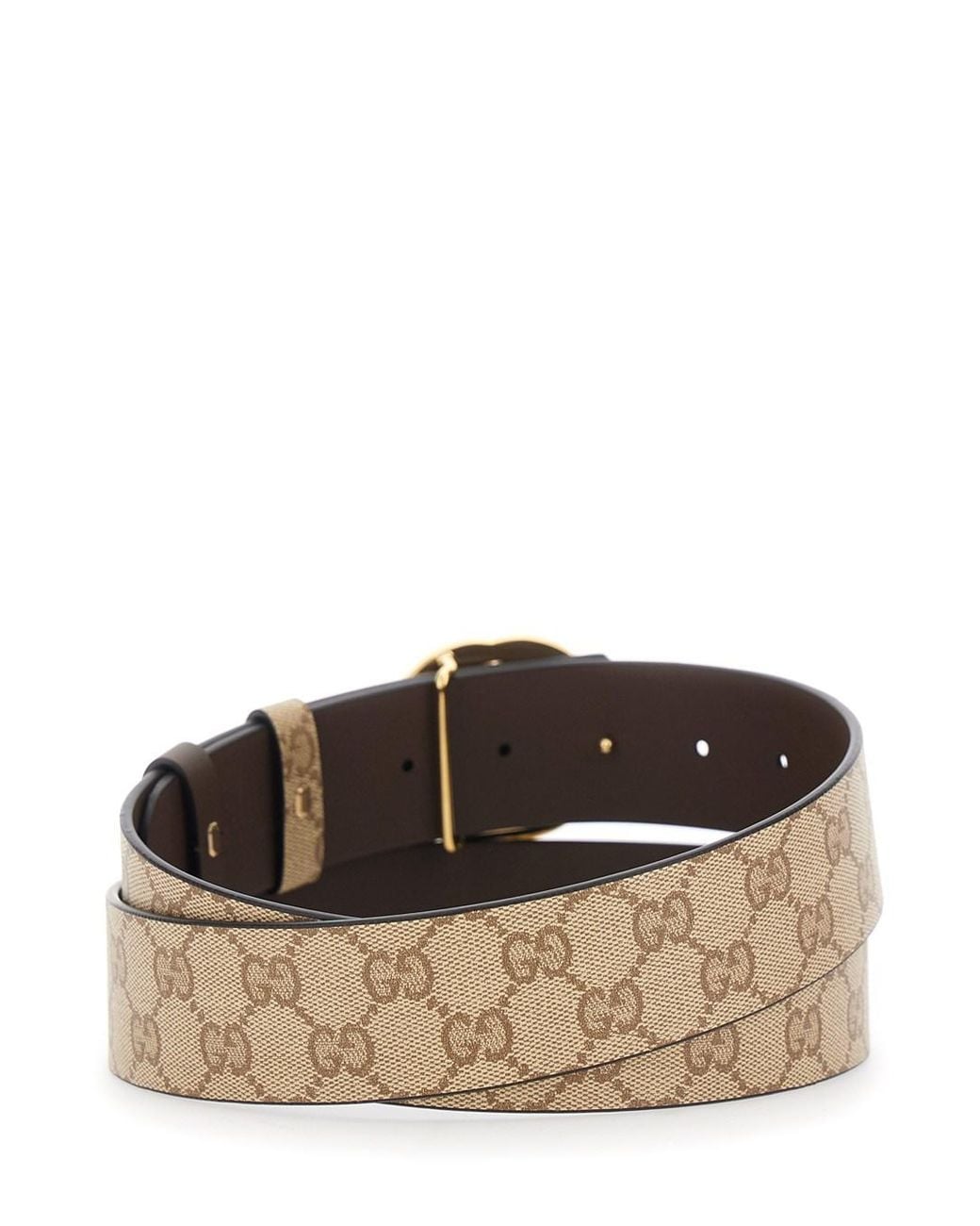 Gucci Natural Reversible Belt With Gg Intreccio Buckle for men