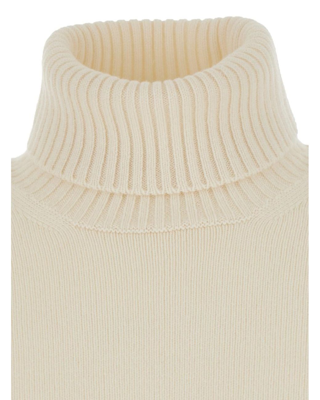 Kangra White Turtleneck Sweater With Ribbed Finishes for men