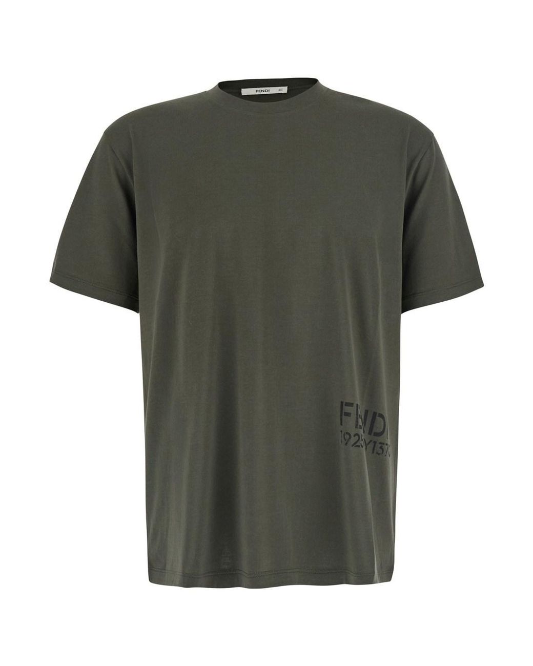 Fendi Green T-Shirt With Tone-On-Tone Logo On The Side for men
