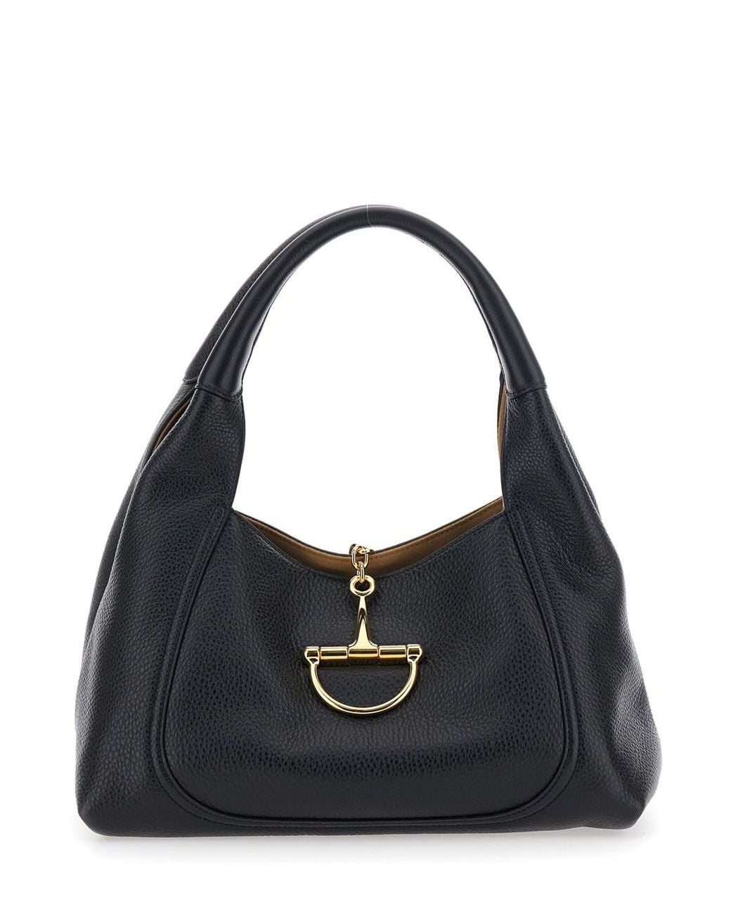 Gucci Black 'Softbit Large' Shoulder Bag With Maxi Metal Clamp