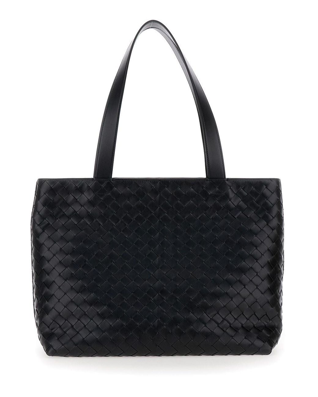 Bottega Veneta Black 'Small Intrecciato' Tote Bag With Zip Closure for men