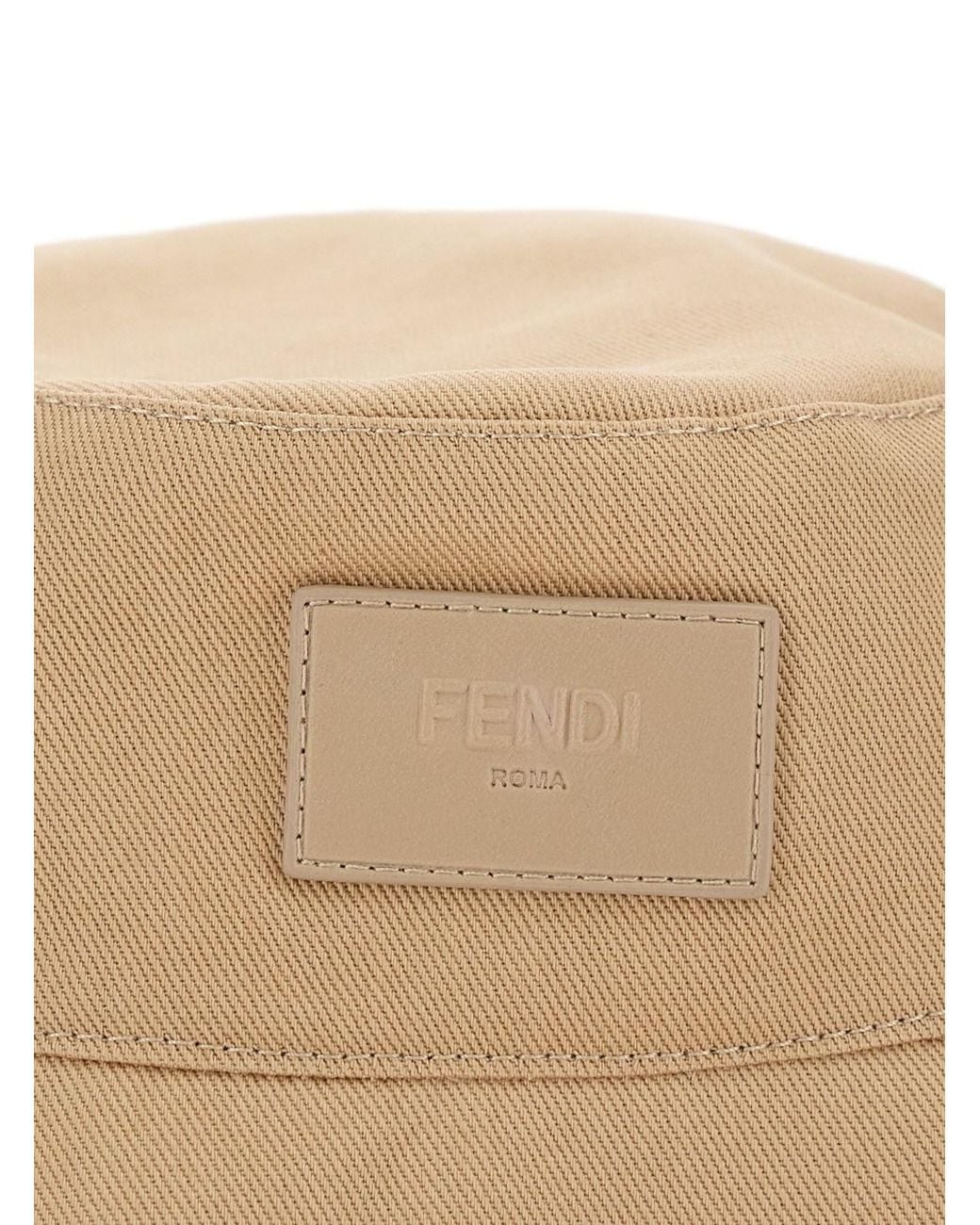 Fendi Natural Bucket Hat With Tonal Ff Logo Embroidery for men