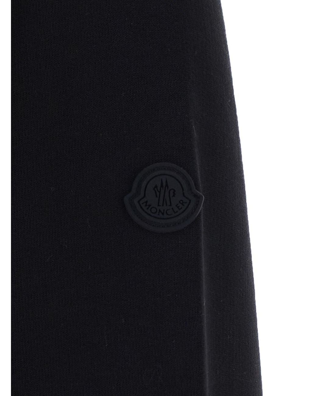 Moncler Black Crewneck Sweatshirt With Logo Lettering And Logo Patch On The Sleeve