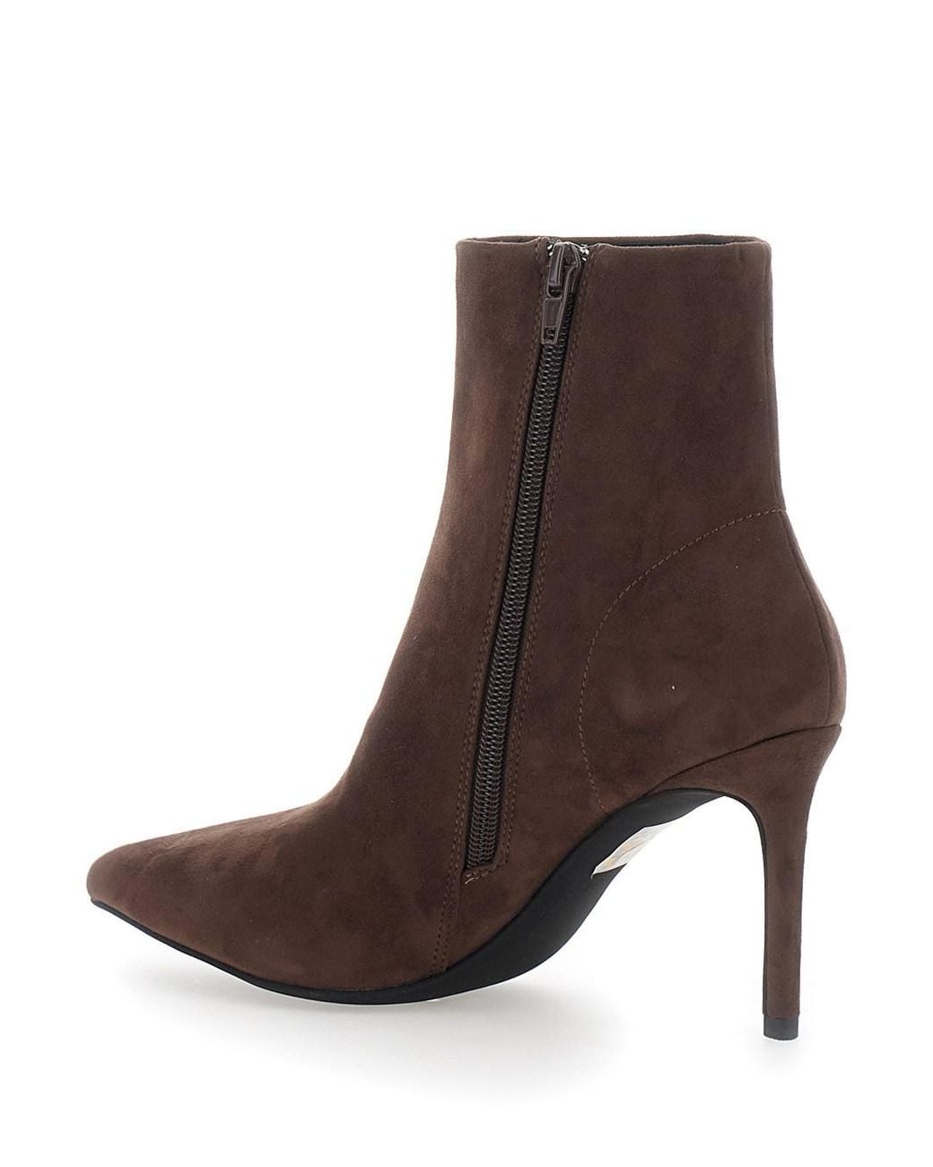 Jeffrey Campbell Brown Nixie Bootie Leather Ankle Boot With High Heel And Sturdy Sole