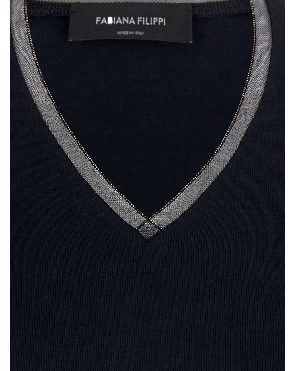 Fabiana Filippi Black Sweater Crew Neck Cotton T-Shirts & Jerseys