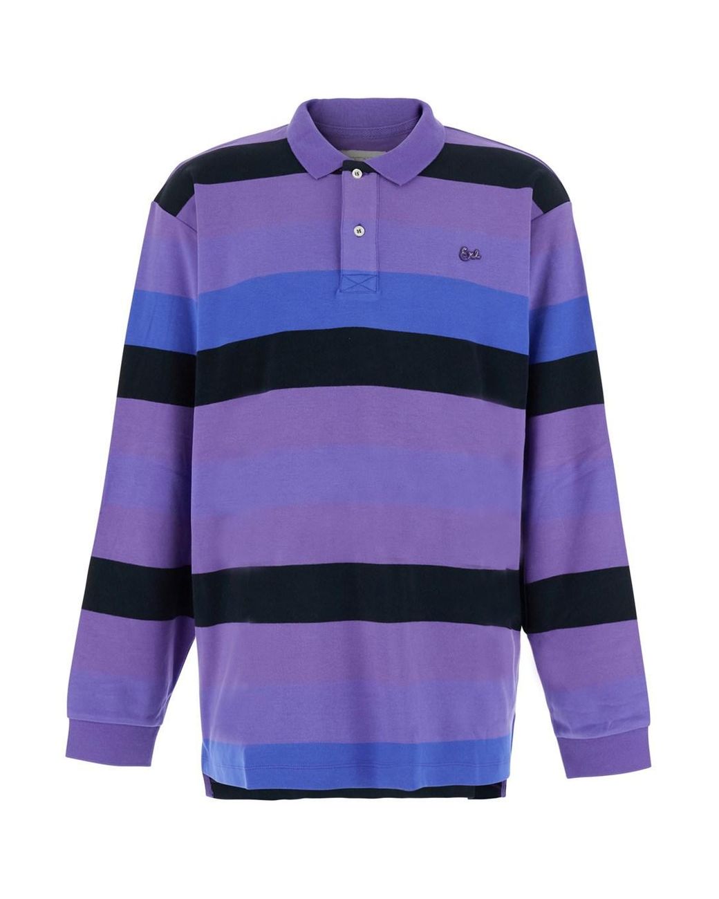 ERL Blue Erl Striped Rugby Long-Sleeve Knit Polo for men