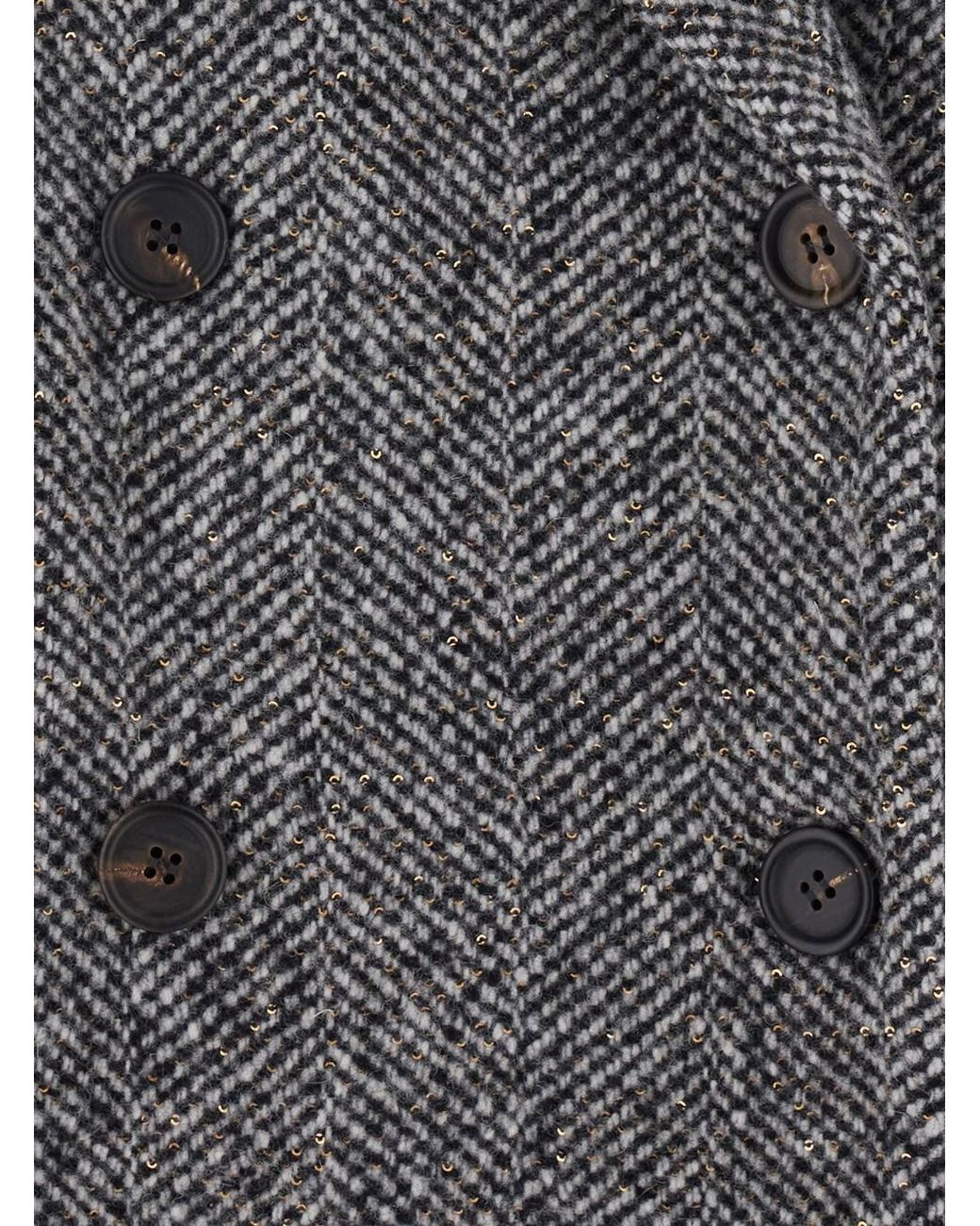 Brunello Cucinelli Gray Brunello Cucinelli Double-Breasted Virgin Wool Coat