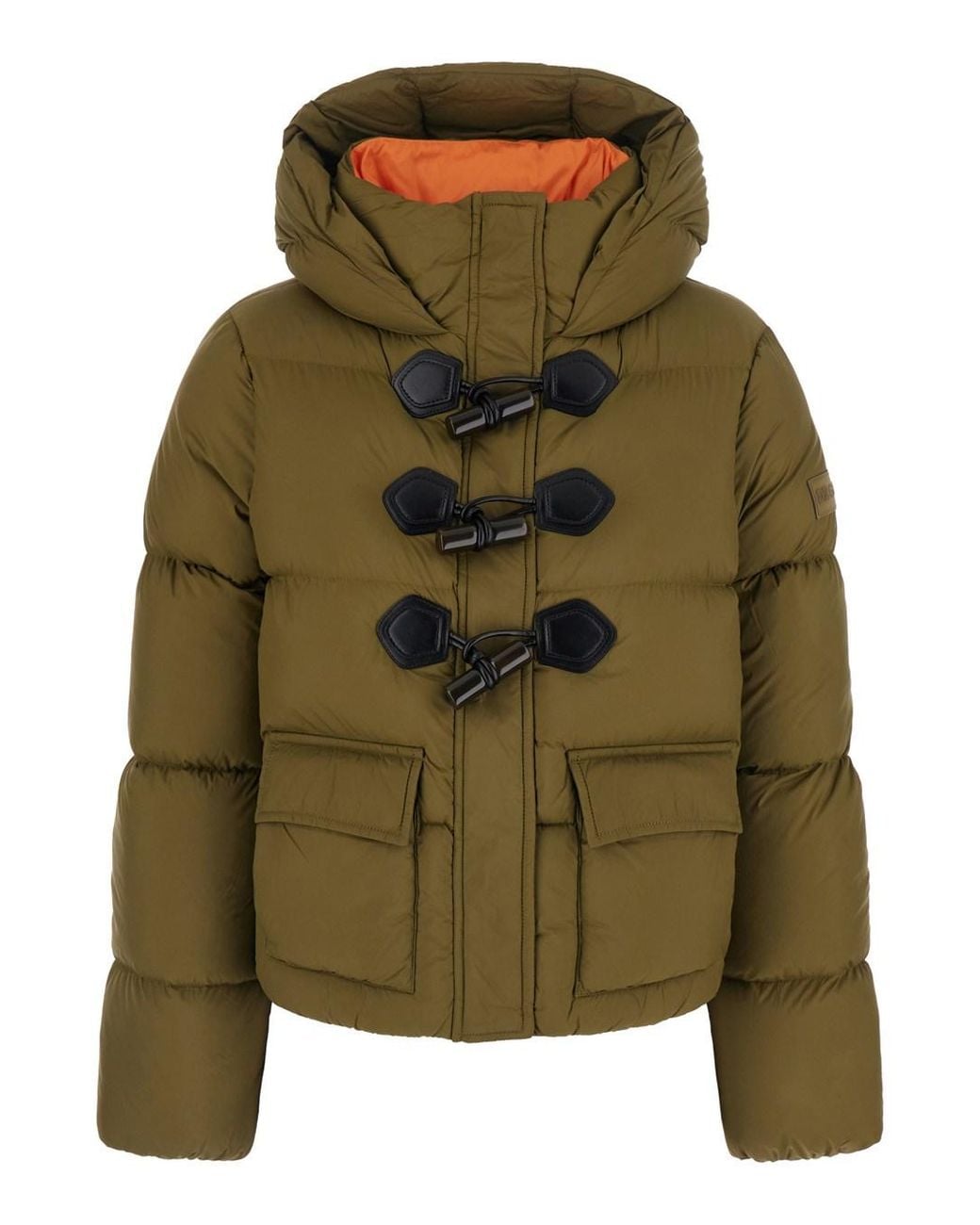 Ganni Green Puffer Jacket With Quilted Details And High Collar Zip