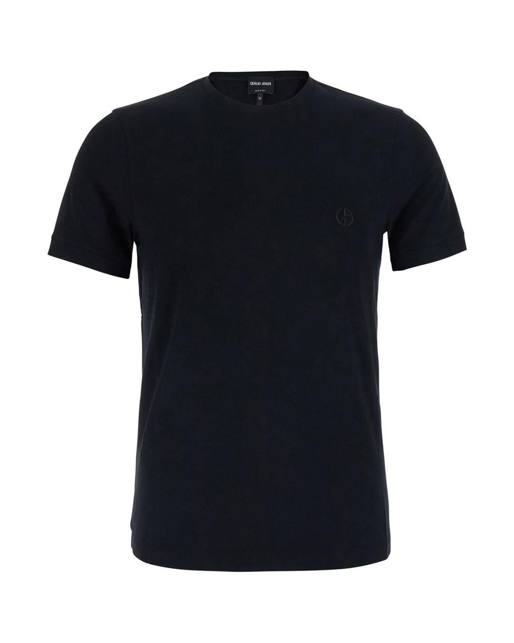 Giorgio Armani Black Crew Neck T-Shirt Bamboo Jersey Viscose T-Shirts for men