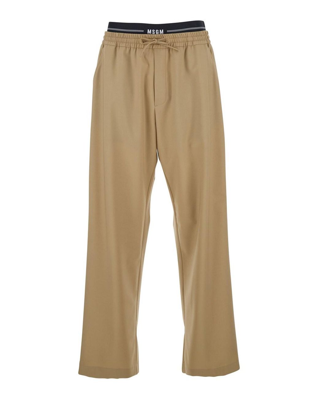 MSGM Natural Pants With Elastic Drawstring Waist for men